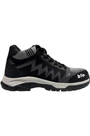 Lee Workwear Mens Woven Lightweight Protective Steel Toecap Composite Midsole Work Safety Shoe Mid-Cut Trainer S1P / SRA, Black/Grey, 11 UK/45 EU