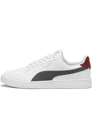 PUMA Unisex Shuffle Sneaker, White-Shadow Gray-Intense RED, 5 UK
