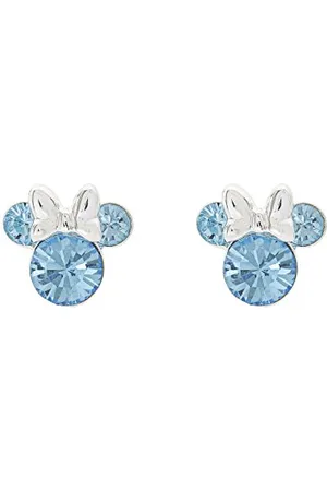 Disney Minnie Mouse Blue March Birthstone sterling silver Crystal Earrings E905162RMARL