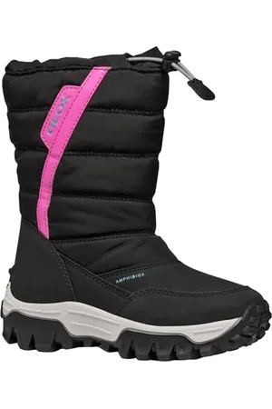 Geox J Himalaya Girl B AB Snow Boot, Black/Fuchsia, 5 UK Child