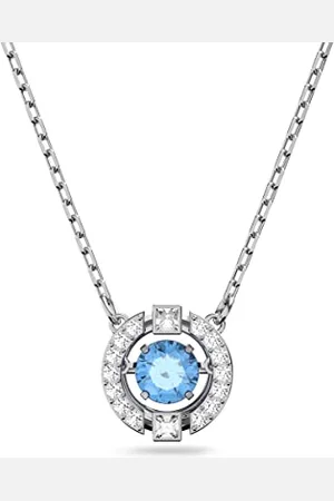 Swarovski Sparkling Dance necklace, Round cut, Blue, Rhodium plated