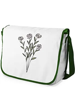 Bonamaison Digitally Printed Messenger School Bag with Khaki Strap for Students, Cross Body Bag, Courier Bag, Shoulder Bag for School, Back to School, Size: 29x36 cm