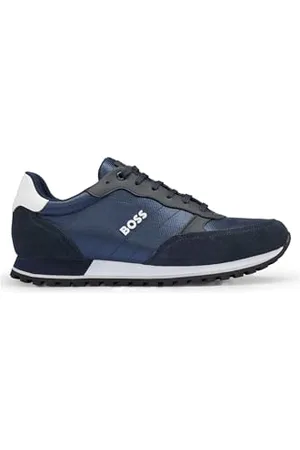 HUGO BOSS BOSS Mens Parkour-L Runn Mixed-Material Trainers with Branded Side Panel Size 10