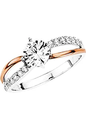 Amor Ring 925 Sterling Silver woman Rings, with Zirconia synth, Bicolor, comes in Jewelry Gift box