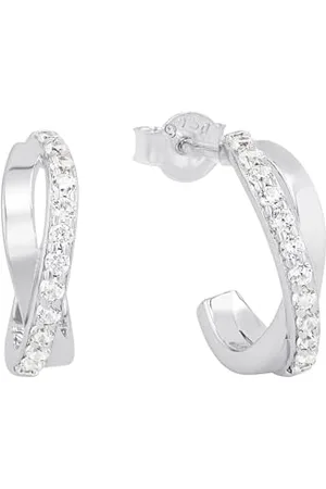 Amor Hoop earrings 925 Sterling woman earrings, with zirconia synth., 1.6 cm, , comes in jewelry gift box