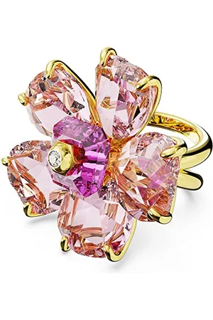 Swarovski Florere cocktail ring, Flower, Pink, Gold-tone plated, 50