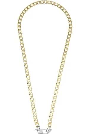Diesel Necklace for Men Two-Tone Stainless Steel Chain Necklace, Length: 600mm, Width: 32.5mm, Height: 10mm, DX1438931