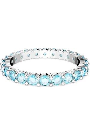 Swarovski Matrix ring, Round cut, Blue, Rhodium plated, 60
