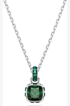 Swarovski Birthstone pendant, Square cut, May, , Rhodium plated