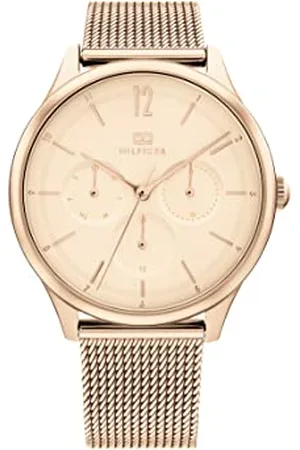 Tommy Hilfiger Analogue Multifunction Quartz Watch for Women with Carnation Gold Colored Stainless Steel mesh Bracelet - 1782457