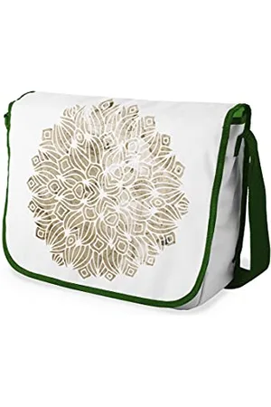 Bonamaison Digitally Printed Messenger School Bag with Khaki Strap for Students, Cross Body Bag, Courier Bag, Shoulder Bag for School, Back to School, Size: 29x36 cm
