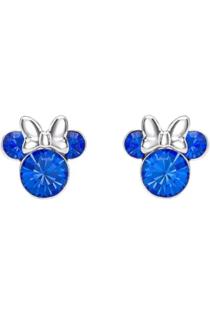 Disney Minnie Mouse Blue September Birthstone sterling silver Crystal Earrings E905162RSEPL