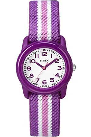 Timex TIME MACHINES 29mm Purple Stripe Elastic Fabric Kids Watch TW7C06100