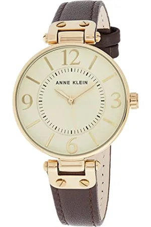 Anne Klein Womens Analogue Quartz Watch with Leather Strap 10/9168IVBN