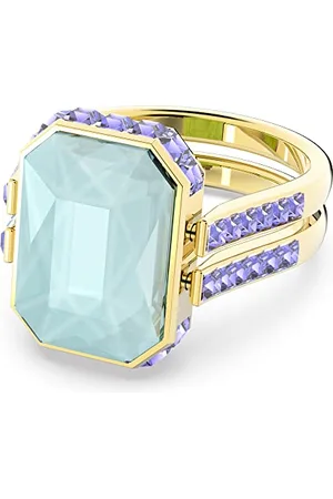 Swarovski Orbita Ring, Reversible Ring, Green Crystals in Two Tonal Shades in a Gold Tone Plated Setting, from the Orbita Collection, Size 52