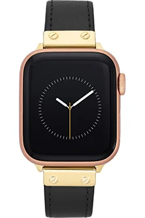 Anne Klein Leather Fashion Band for Apple Watch Secure, Adjustable, Apple Watch Band Replacement, Fits Most Wrists, /Gold, 38/40/41mm, WK/1008GPBK384041