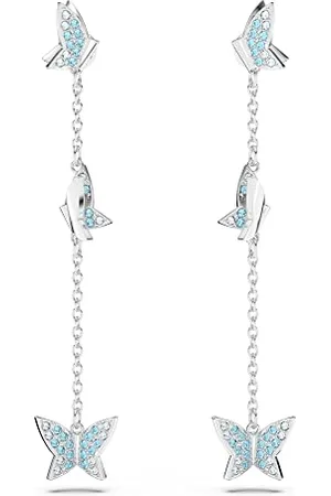 Swarovski Lilia drop earrings, Butterfly, , Rhodium plated