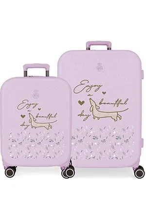 Enso Beautiful day Purple Suitcase Set 55/70 cm Rigid ABS Integrated TSA Lock 116L 7.54 kgs 4 Double Wheels Hand Luggage