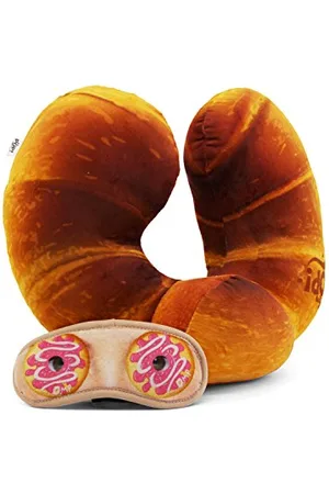 Oh My Pop! Croissant-Neck Travel Pillow and Sleeping Mask, , 33 x 29 cm