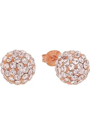 Amor Stud earrings 925 Sterling silver woman earrings, with crystal glass, 0.8 cm, rose-colored, comes in jewelry gift box