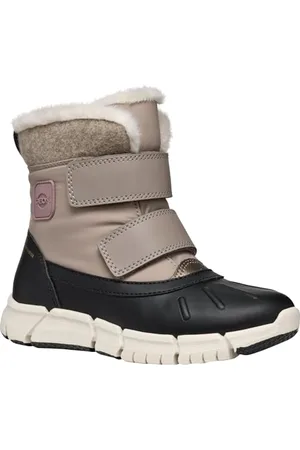 Geox J FLEXYPER Girl B AB Snow Boot, DK Beige/Black, 3.5 UK