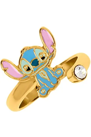 Disney Lilo & Stitch Blue & Pink Gold Plated Clear Stone Ring RF00393YRWL