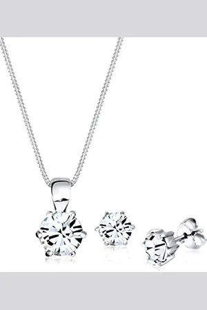Elli Jewelry Set Ladies Basic with Crystals in 925 Sterling Silver