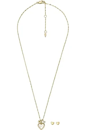 Fossil Set for Women , Length: 420mm+50mm, Width: 9.7mm, Height: 10.2mm Gold Mother of Pearl, Stainless Steel Set, JF04246SET