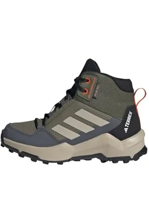 adidas Unisex Terrex AX4R MID RAIN.RDY Hiking Shoes, Olive Strata/Wonder Beige/Orange, 12.5 UK