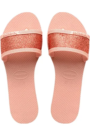 Havaianas You Angra Glitter, Slide Sandals, Comfortable, Stylish, and Durable, Wide Straps with Glitter, Women