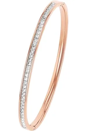 QS by s.Oliver Bangle stainless steel woman bracelet, with crystal, 6.3 cm, rose-colored, comes in jewelry gift box