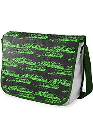 Bonamaison Digitally Printed Messenger School Bag with Khaki Strap for Students, Cross Body Bag, Courier Bag, Shoulder Bag for School, Back to School, Size: 29x36 cm