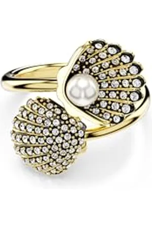 Swarovski Idyllia open ring, Crystal pearl, Shell, , Gold-tone plated