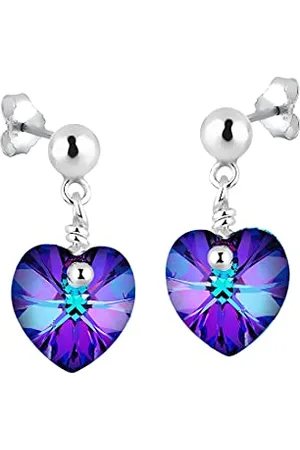 Elli Earrings Earrings Purple Hearts Crystals 925 Sterling Silver