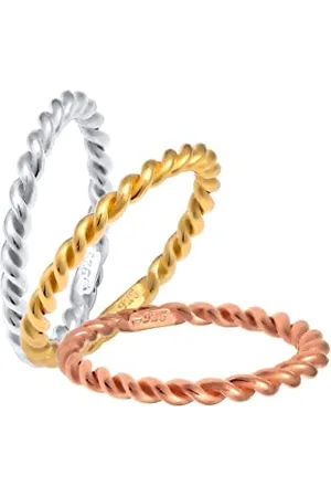 Elli Ring Women Tri-Colour Set Basic in 925 Sterling Silver