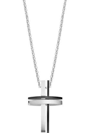 Lotus Necklace LS1984-1/1 Men In Black Stainless Steel 316l Cross 500mm Men, one size, Stainless Steel, No Gemstone