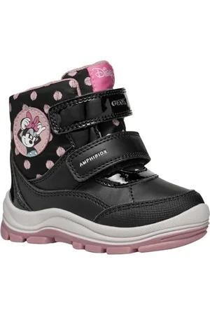 Geox Baby FLANFIL Girl B ABX Snow Boot, Black/Old Rose, 2 UK Child