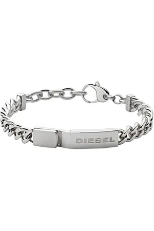 Diesel Bracelet for Men , 18 cm - 19.5 cm Silver Stainless Steel Bracelet, DX0966040