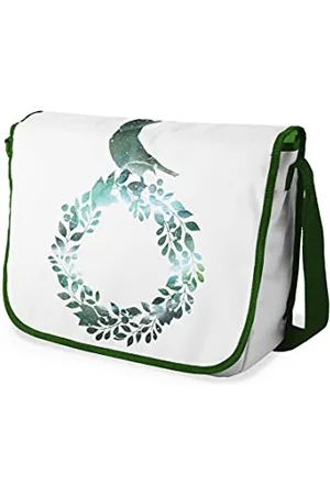 Bonamaison Digitally Printed Messenger School Bag with Khaki Strap for Students, Cross Body Bag, Courier Bag, Shoulder Bag for School, Back to School, Size: 29x36 Cm