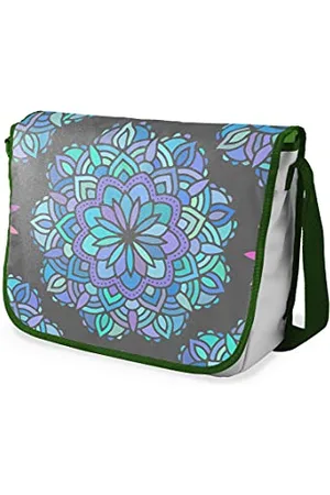 Bonamaison Digitally Printed Messenger School Bag with Khaki Strap for Students, Cross Body Bag, Courier Bag, Shoulder Bag for School, Back to School, Size: 29x36 cm