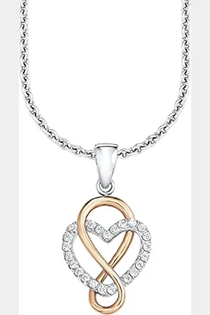 QS by s.Oliver Necklace with pendant 925 Sterling silver woman necklace, with zirconia synth., 42/45 cm, gold, heart, comes in jewelry gift box