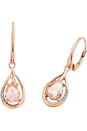 Amor Earrings 925 Sterling silver woman earrings, with zirconia synth., 3 cm, rose-colored, comes in jewelry gift box