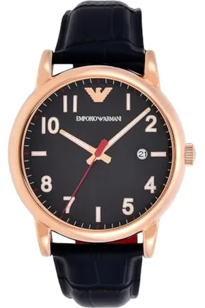 Emporio Armani Watch for Men, Two Hand Date Movement, 43 mm Stainless Steel Case with a Leather Strap, AR11135