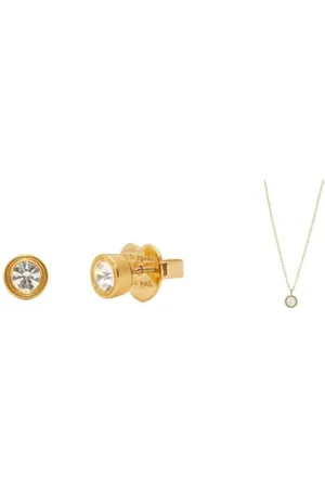 Kate Spade Set in Stone Studs & Mini Pendant, Clear/Gold