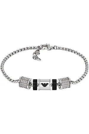 Emporio Armani Bracelet for men, onyx Rondelle Bracelet, Length: 190mm+20mm, Width: 36.5mm, Height: 8mm, EGS2999040