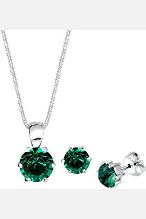 Elli Jewelry Set Ladies Pendant Stud Earrings Set Crystal in 925 sterling silver