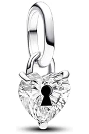 PANDORA ME Keyhole heart sterling silver mini dangle with clear cubic zirconia and enamel