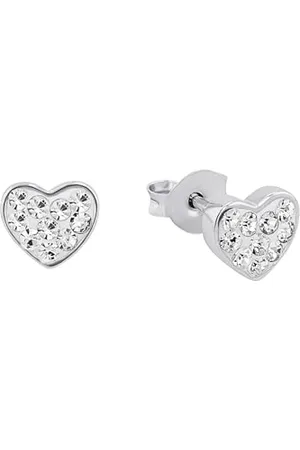 Amor Stud earrings 925 Sterling woman earrings, with Preciosa, 0.6 cm, , heart, comes in jewelry gift box