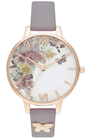 Olivia Burton Analogue Quartz Watch for Women with Grey Leather Strap - OB16EG129