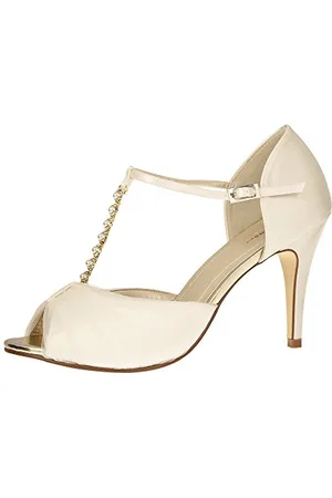 Rainbow Club Adrianna - Satin & Tulle Peep Toe Wedding Shoes, 4